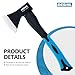 Chopping Axe, 15”Outdoor Hatchet Forged Carbon Steel Heat Treated Hand Maul Tool, Fiberglass Shock Reduction Handle with Anti-Slip Grip, Blue