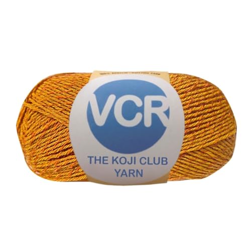 Image of VCR Golden Yellow and Orange Color Yarn, 100 Grams Hank, 275 Meters Length, 80% Acrylic, 20% Nylon Ball The Koji Club Yarn for Crochet and Knitting, Pack of 1, Suitable for DIY