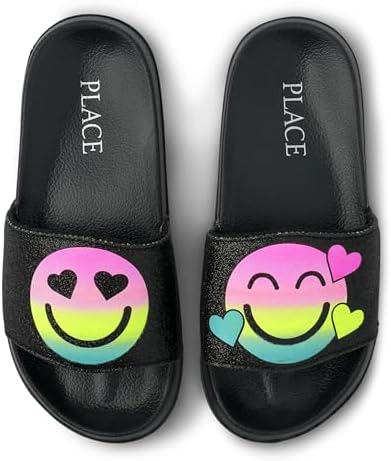 The Children's Place Girls Sporty Slides Sandal, Smiley Face, 12 Little Kid | Image 1