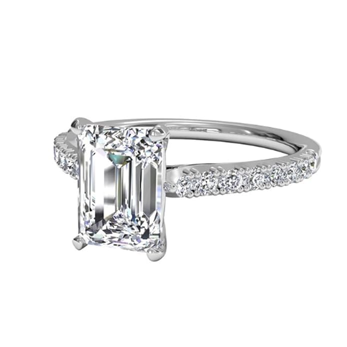 Pankaj-Store 2.20Ct Emerald Cut Lab Created Diamond Solitaire Woman's Engagement Wedding Ring 14K White Gold Finish 925 Sterling Silver Ring2