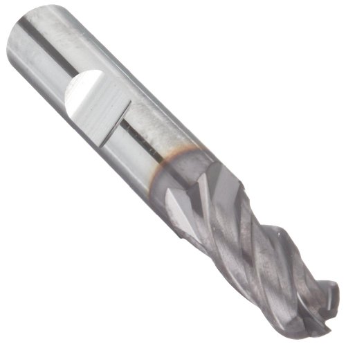 Image of N60715 Carbide Square Nose End Mill, Weldon Shank, AlTiN Finish, Roughing and Finishing Cutting, 30-Degree Helix, 4-Flute, 2.5 inch OAL, 0.219 inch Cut Diameter, 0.250 inch Shank Diameter
