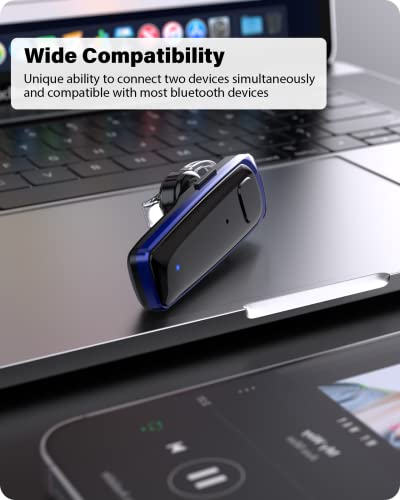 Image of ADADPU Bluetooth Headset - V5.0 Wireless Handsfree Earpiece Built-in Dual Mic Noise Cancelling, 10 Days Standby 16Hrs HD Talktime Ultralight Headset for iPhone Android Samsung Laptop(Blue)