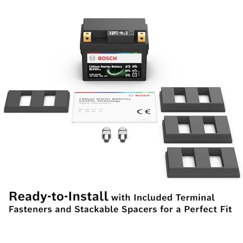 Image of BOSCH BLP5P Premium Lithium PowerSport Battery - Fast Charging and 4X Longer Life - Group 5, 12V, 140 CA - Ideal for Motorcycles, ATV /UTVs, Scooters, Jet Skis + More; 4.45 inchL x 2.72 inchW x 3.35 inchH