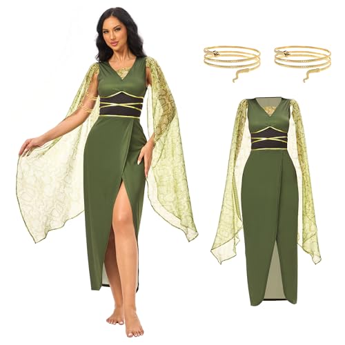 Joyful Start Medusa Costume Women Set, Medusa Costume with 2PCS Snake Armband, Adult Halloween Costumes for Women 2024 S