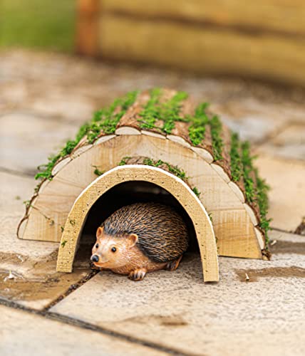 Garden Mile Igelheim Raubtierfest Igelhaus und Überwinterungsunterstand Wildlife Outdoor Lebensraum Holzunterstand mit Rindendach Igel Futterstation Überwinterungsbox Tierheim