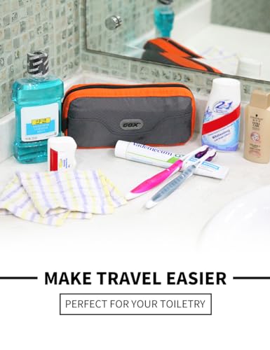 GOX Travel Toiletry Bag Dopp Kit Case for Men Multifunction Packing Organizer Pouch(Orange/Grey)2
