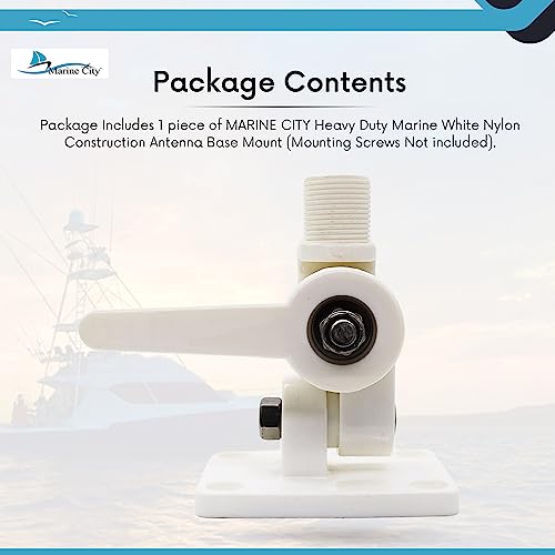 Image of Marine City Heavy Duty Nylon Ratcheting Adjustable Antenna Base Mount for Boats - for VHF, AIS, GPS, RV Wi-Fi or All Radiolabs Antennas