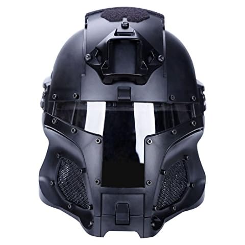 ANNA SHOP WST Medieval Iron Knight Tactical Helmet Face Mask with Goggle Protective Helmet for Airsoft Paintball CS Game (Black) Cover