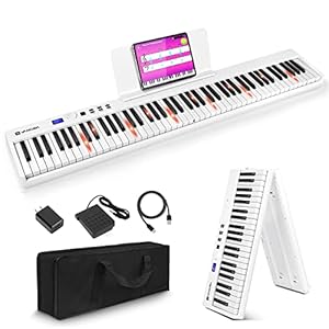 Vangoa 88 Keys Piano Keyboard Foldable Bluetooth Digital Piano with Lighted Keys Semi-Weighted Keyboard Piano…
