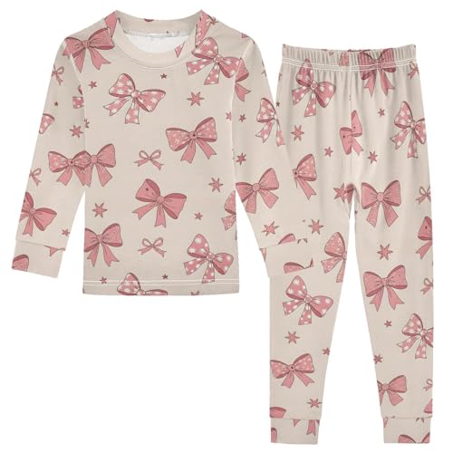 Pajama Sets Long Sleeve Bows with Flower and Star Soft Comfy Sleepwear 2 Piece PJS 3-8T