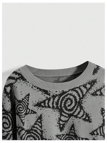 Image of WDIRARA Women's Goth Cartoon Pattern Sweater Long Sleeve Crewneck Knit Pullover Top