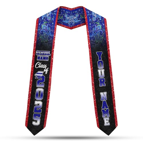 MonkeyVan Personalized Belize Graduation Stole, Belize Graduation Sash, Belizean Flag Graduation 2025 Stole, Class of 2025 Bl3