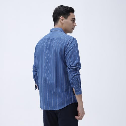 Image of BASICS Cotton-Linen Blended Men's Shirt | Slim Fit | Everyday Smart Casual Wear | Full Sleeve
