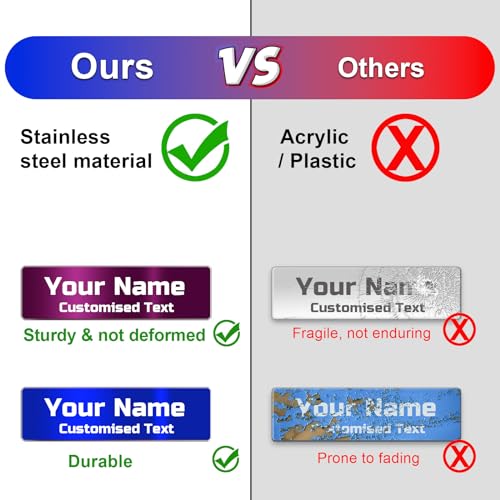 Image of Custom Magnetic Name Tags Customize Text Metal Engraved Personalized Badge