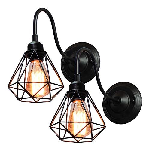 Image of GreyWings Geometric Black Metal Wall Light, Modern Industrial Decorative Sconce,(Bulb not Included) Small Pack of 2