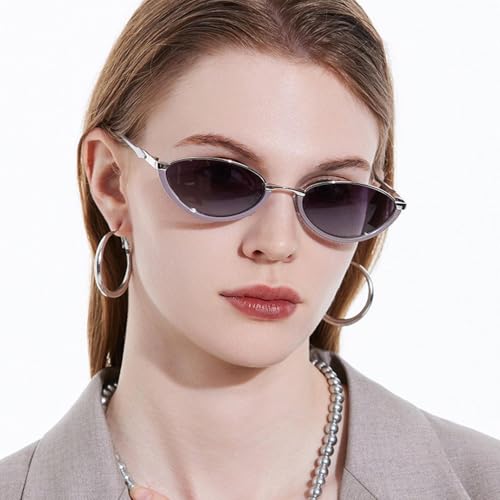 Small Cat Eye Fashion Women Double Color Sunglasses Retro Men Rivets Gradient Uv4003