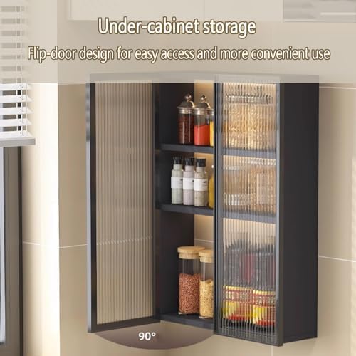 Wall-Mounted Over Toilet Storage Cabinet, Metal Bathroom Organizer with 2 Doors, Easy No-Punch Installation, Space-Saving Solution for Small Bathrooms