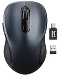 Trueque Wireless Mouse, 2.4GHz Ergonomic Mouse for Laptop & PC, Silent Portable Computer Mice with Back & Forward Buttons, USB-C Adapter for Windows/Mac, M01 (Space Gray)