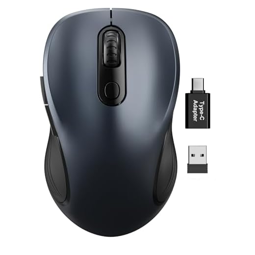 Trueque Wireless Mouse, 2.4GHz Ergonomic Mouse for Laptop & PC, Silent Portable Computer Mice with Back & Forward Buttons, USB-C Adapter for Windows/Mac, M01 (Space Gray)