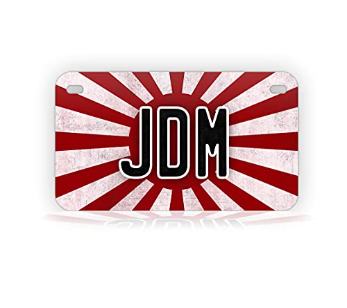 Japanese Flag JDM Motorcycle License Plate Rising Sun Mini-sized Auto Tag Vintage Grunge Style
