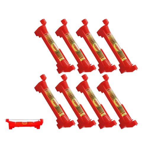 Lot de 8 Niveaux à Bulle Rouges avec Cordon, Mini Corde Niveau à Bulle, Rainure en V, Crochet et...