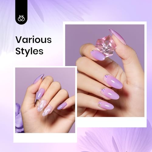 Image of Beetles Purple Gel Nail Polish, 15ML Pastel Purple Jelly Gel Polish Translucent Effect Nail Concealer High Gloss Soak Off UV Sheer Lavender Spring Summer Manicure Gift for Women