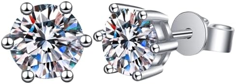 Cupimatch Moissanite Ohrringe 925 Silber: 0.5 Karat Moissanit-Ohrringe VVS1 D Farbe 6-zackige Fassung Runde Diamant Ohrstecker Geschenk für Frauen Mutter