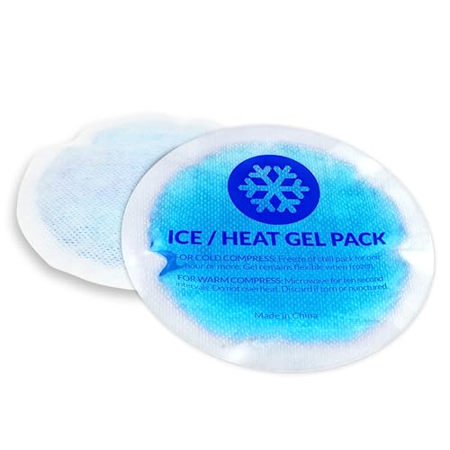 Image of EverOne Round Reusable Gel Ice Pack with Cloth Backing for Hot & Cold Therapeutic Use, First Aid, Injuries, Breastfeeding, 5 Count