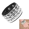 sodeber Schwarzes Lederarmband, Punk, quadratische Nieten, quadratische Nieten, Lederstruktur für einen passenden trendigen Look #1