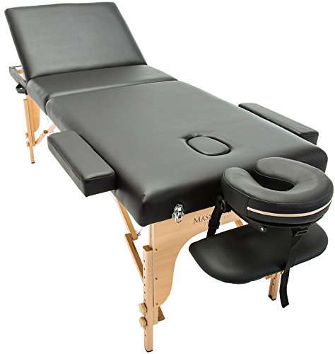 Massage Imperial® Chalfont Massageliege aus Holz - 7 Farben erhältlich - 3-teilige Massageliege - Reiki-Abschlussplatte & Tragetasche - Schwarz Cover