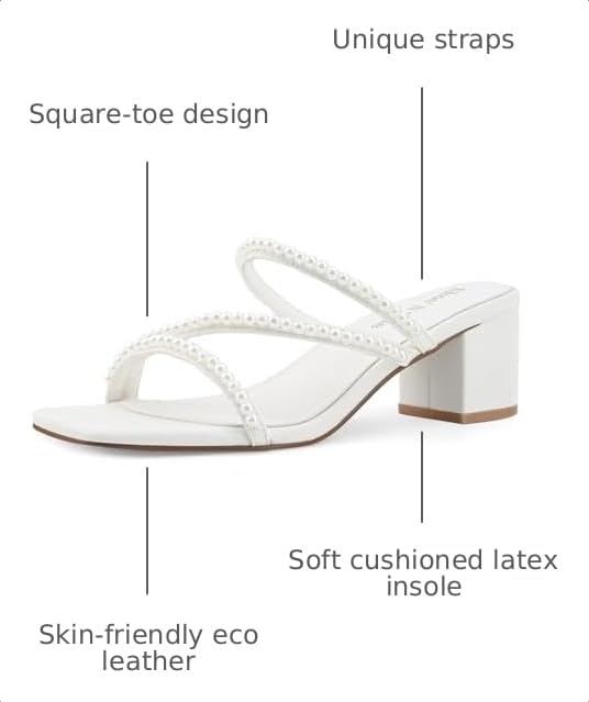 Image of Shoe'N Tale Strappy Heels For Women Low Chunky Block Heel Heeled Sandals Square Open Toe Slip On Slides Mules