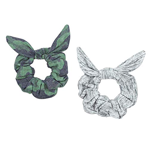 Maven Thread 2 Count Hair Scrunchies Elastic Hair Bands Scrunchy Hair Ties Accessories for Women or Girls Green Camo Heather Grey - REBEL Set