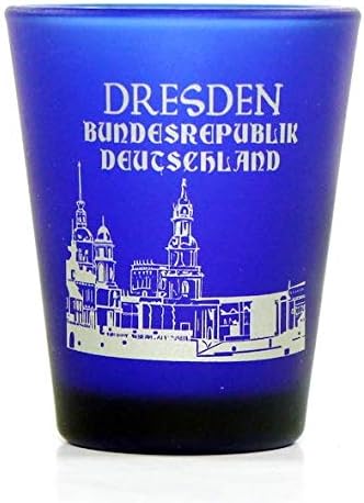 Dresden Germany Cobalt Blue Frosted Shot Glass