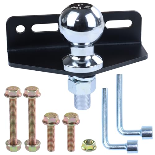 NICHEFLAG Lawn Mower Trailer Hitch Kit with Chrome Trailer Hitch Ball, 3/4x2 Inch Hitch Ball Garden Tractor Pro Hi Hitch Fit for Many Models of Trailers, Golf Carts, Tractors