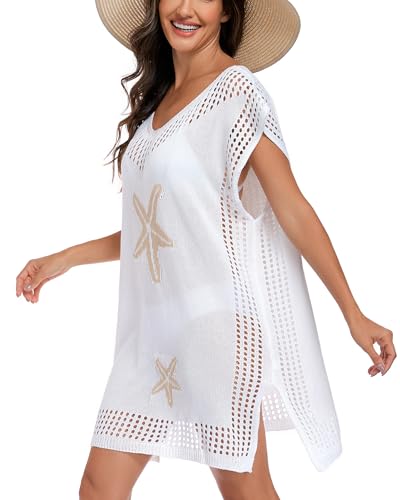 Image of Adisputent Womens Swimsuits Cover Ups Crochet Chiffon Beach Cover Bathing Suit Bikini Wear Coverups Dress