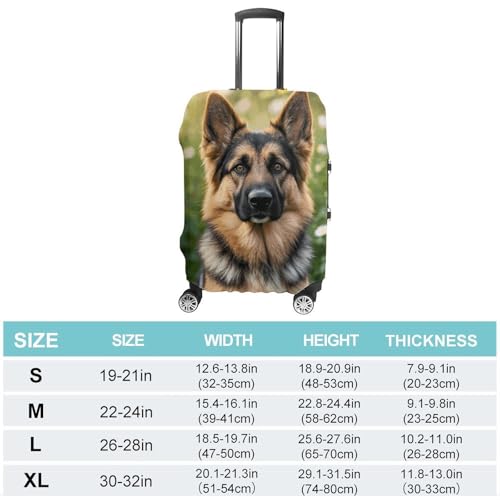 Cute Pet German Shepherd Dog Luggage Cover, Elastic Luggage Protector Fits 19-32in Suitcases, Washable & Anti-Scratch Suitcase Cover for Men Women M2