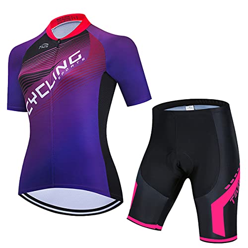 Hotlion Damen Radtrikot Set Trägerhose Anzüge Sommer Rennrad Kleidung