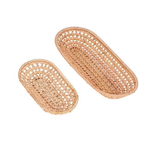 Cesta de Pão de Vime Cesta de Armazenamento Artesanal para Comida, Frutas, Cozinha, café, Decoração