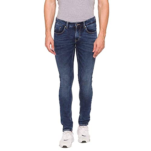 Image of Spykar Mid Tone Wash Cotton Skinny Fit Mens Jeans (S21KN-01BA-06RO-P)