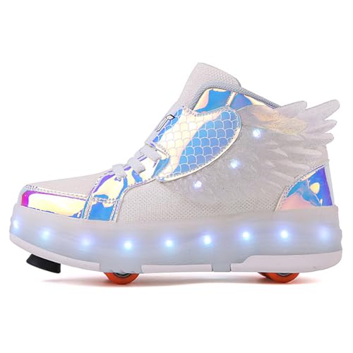 LED Roller Skate Shoes for Kids - Boys Girls Light Up Sneakers with Wheels Indoor/Outdoor Sliding Play2