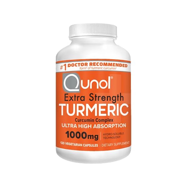 Turmeric-Curcumin-Capsules-Qunol-with-Ultra-High-Absorption-1000mg-Joint-Support-Dietary-Supplement-Extra-Strength-120-Vegetarian-Capsules Qunol Turmeric Curcumin Supplement, Turmeric 1000mg With Ultra High Absorption, Joint Support Supplement, Extra Strength Turmeric Capsules, 2 Month Supply, 120 Count (Pack of 1)