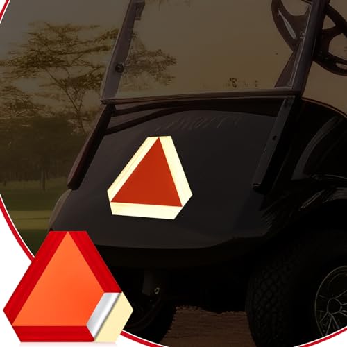 Image of Resurhang 8 Pack Slow Moving Vehicle Triangle Sign 14 x 16 Inch Sticky Slow Moving Vehicle Triangle Sign Safety Vinyl Reflective Stickers for Cars Tractor Golf Cart Accessories
