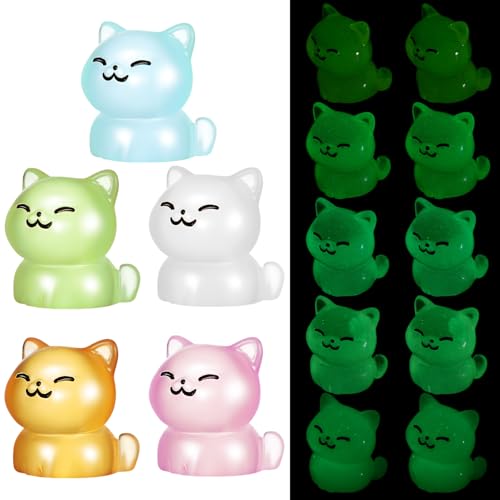 ERINGOGO 20 Peças Estatuetas Luminosas De Mini Gato Pequenos Gatinhos De Resina Brilham No Estátuas