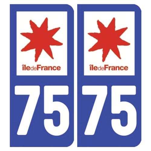 Ambiance Sticker - Autocollant Sticker Style Masquage Plaque Voiture Immatriculation - License Plate Auto Stickers Département 75 (2 Stickers de 10.2 cm x 4.6 cm)