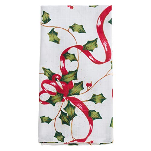 Holly and Ribbon Design Table Napkins (Set of 12)
