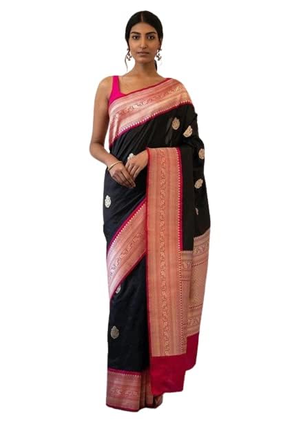 Image of Flosive Women's Present Banarasi Soft Lichi Silk Saree Divya Beautiful Jacquard Rich Pallu Design Work Zari Woven Kanjivaram Silk Style Saree With Soft Lichi Silk Blouse Piece