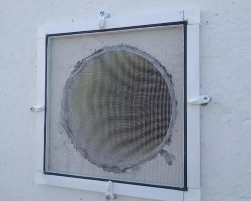 Image of Wall Exhaust Fan Cover|Aluminium Frame and SS mesh(Grade 304,Mosquito Net with Stopper and Screws|to Prevent from Mosquito's,Cocroach,Insects(Size -16 * 16 Inch) (Colour-Ivory)