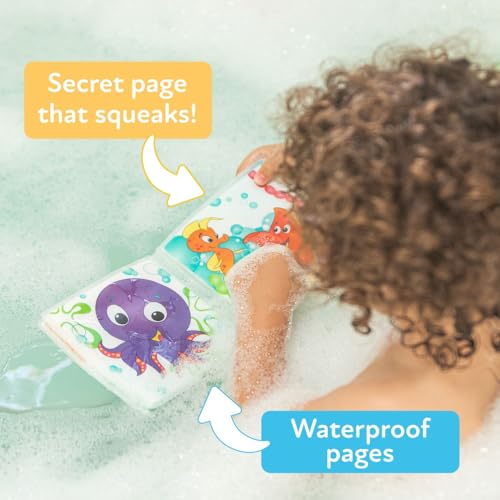 Image of Nuby Bath Fun Time Book with Water-Proof Pages and Surprise Squeaker, Early Education, 0 M+ (Prints May Vary)
