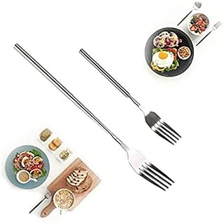 Telescopic Fork, Extendable Fork, Long Handle Fork, Barbecue Toasting Dinner Fruit Dessert Long Fork Cutlery for BBQ Eating