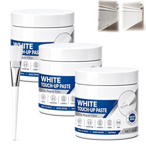 Image of White Furniture Touch-Up Paste with Brush, 40g Wood Repair Filler (White*3)